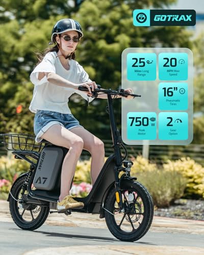 Image of Gotrax Adult Electric Scooter with Seat, Max 19-25miles Range, 15.5-20mph Power by 350W-500W Motor, All-Terrain Tire & Wider Deck & Soft Cushioning Seat with Carry Basket
