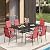 VICLLAX Patio Dining Set for 6, 59" Rectangle Outdoor Dining Table and 6 Stackable Outdoor Chairs for Lawn Garden, Red Chairs