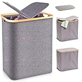 Photo Gallery avilia cesto portabiancheria con 2 scomparti in poliestere grigio 53,4x33x50cm - ideale per organizzare lavanderia o bagno e ottimo per dividere i capi - maniglie laterali per un facile trasporto Photo Gallery avilia cesto portabiancheria con 2 scomparti in poliestere grigio 53,4x33x50cm - ideale per organizzare lavanderia o bagno e ottimo per dividere i capi - maniglie laterali per un facile trasporto