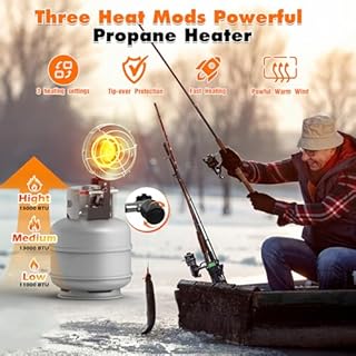 SISUPASSIE 15000BTU Propane Heater, Portable Propane Heater for Outdoor Use with 3 Adjustable Modes and Safety Shut-off Valve for Patio, Camping, Fishing, Garage