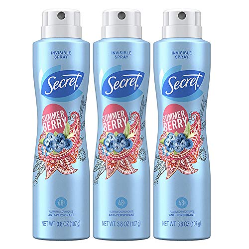 Secret Invisible Spray, Antiperspirant & Deodorant, Summer Berry Scent, 3.8 Oz (Pack of 3)