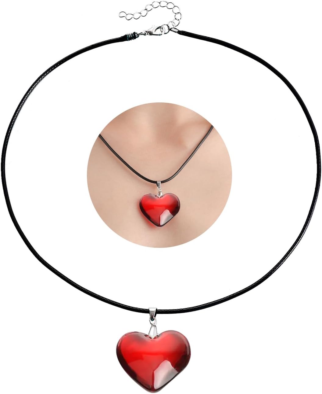 ThcbmeHeart Necklaces Star Women Necklace Large With Red Cherry Pendant Red Statement Small Necklace Chunky Jewelry Aesthetic Y2k Glass Girl Trendy Accessories