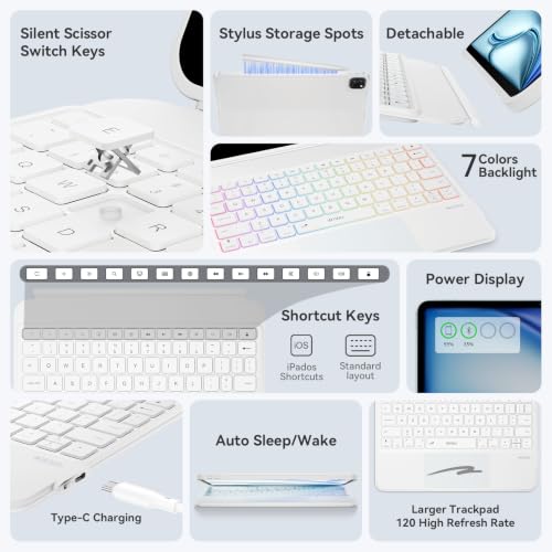 Image of WIWU iPad Air M3 11 inch Keyboard Case Magnetic Detachable Backlit White