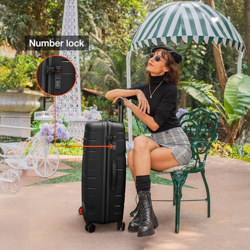 Image of Nasher Miles Paris Hard-Sided Polypropylene Double Spinner Check-in Luggage 24 inch | 65cm | 8 Wheels Medium Trolley Bag for Travel | Suitcase (Black)