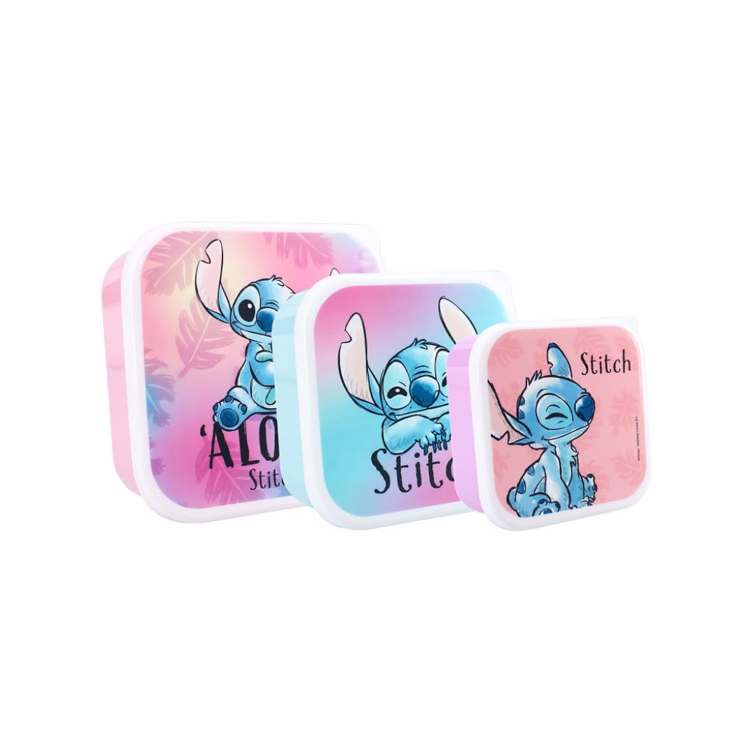 My sweety pop, Set of 3 Stitch Lunch Boxes, Lunch Box, For Children, Nursery, Kindergarten, School, Holiday, Meal