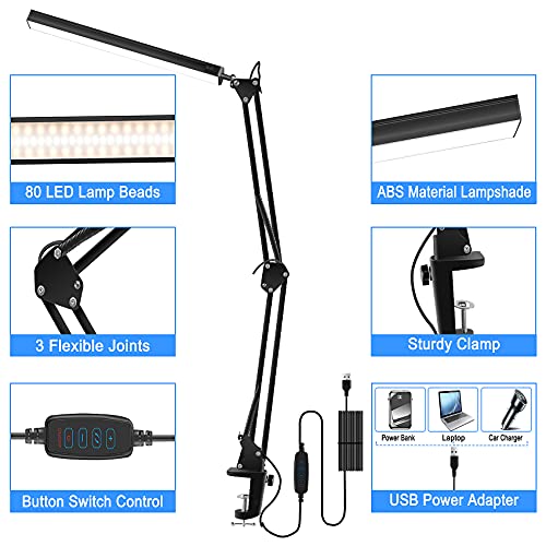 Tobeape-LED-Desk-Lamp-Adjustable-10W-Eye-Caring-Metal-Swing-Arm-Desk-Light-with-Clamp-3-Color-Modes-10-Brightness-Levels-Memory-Function-Table-Lamps-for-Home-Office