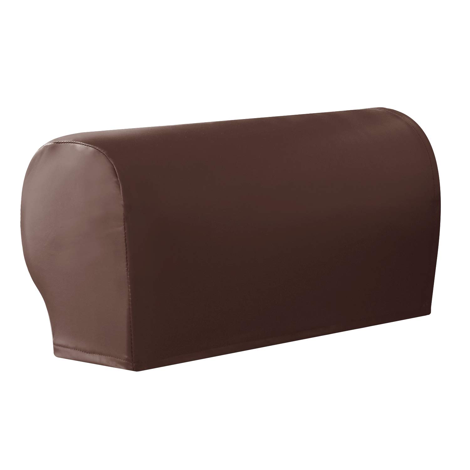 GUYIRT 1 Pair PU Leather Armrest Cover Stretchy Arm Cover Waterproof Sofa Armchair Slipcover -Claret