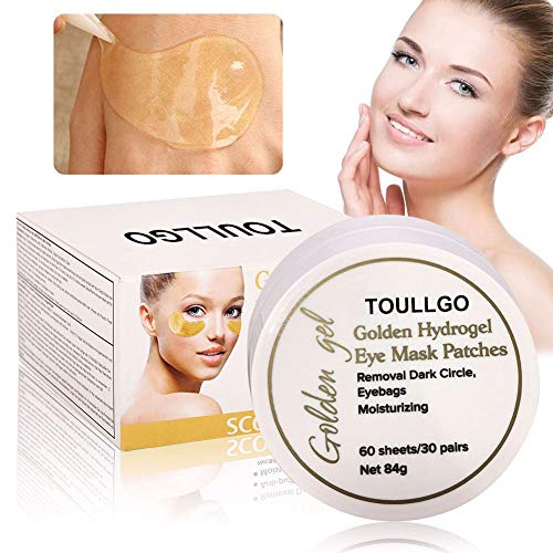 Gold Eye Mask, Collagen Eye Mask, Gold Eye Pads Anti-aging Hyaluronic Acid Eye Patches for Anti Aging,Dark Circles and Puffiness, Anti Wrinkle, Moisturising,Whitening (30 Pairs)