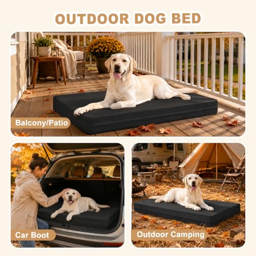 Image of XL Dog Bed Waterproof Washable, Wipeable Leather Large Crate Pad 42 inch Black