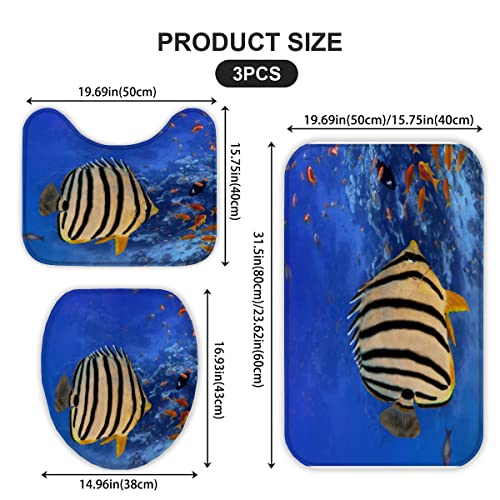 Badematte Schildkröten Korallen Fische Badematten Set rutschfest Waschbar Badgarnitur 3teilig - WC Deckelbezug U… – Bild 3