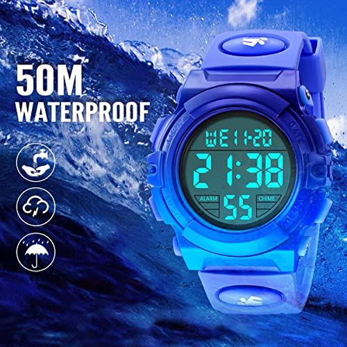Image of Kids Watch,Boys Watch for 3-15 Year Old Boys,Digital Sport Outdoor Multifunctional Chronograph LED 50 M Waterproof Alarm Calendar Analog Watch for Children with Silicone Band,Kids Gift