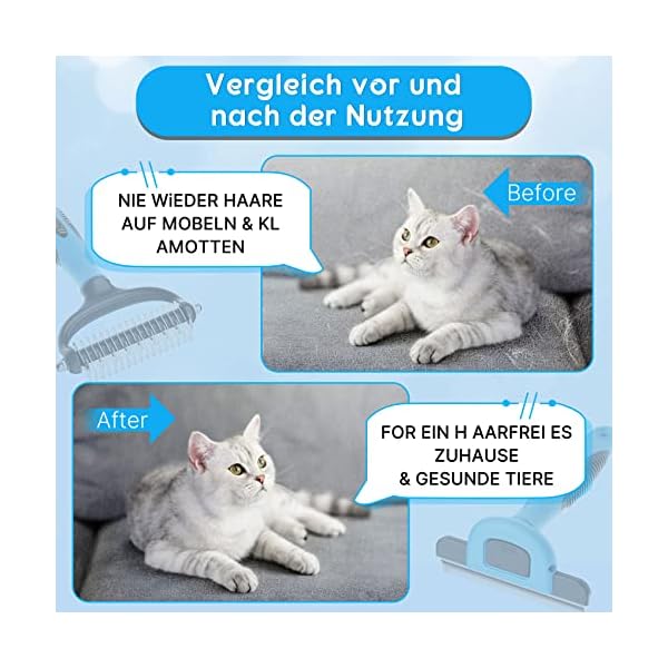 Katzenbürste, Hundebürste, 2in1 Unterwollbürste für Mittel & Langhaar | Professionelle Hundebürste Unterwolle oder Unterfellbürste katze | Edelstahl hundekamm- Für Mittelgroße bis große Katzen & Hunde – Bild 6