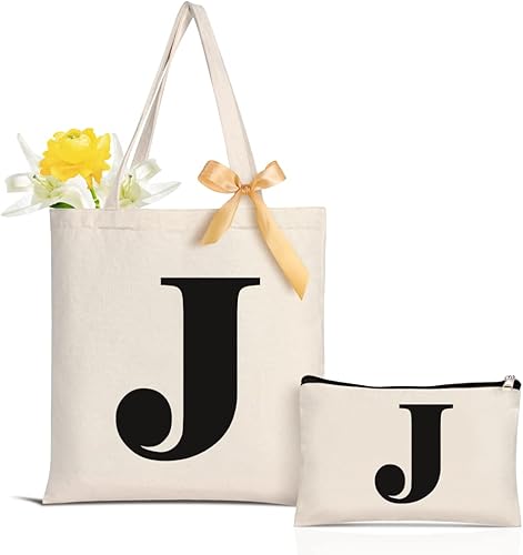 AUNOOL Bolsas de mano con monograma para mujer con bolsa de maquillaje, regalos personalizados de agradecimiento para profesores, regalos de novia,