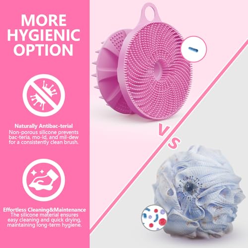 Image of 2 In 1 Silicone Brush, Body Shower Scrubber And Scalp Hair Massager Shampoo Brush, Deeply Cleansing Skin, Dandruff Removal And Hair Growth, Gentle For Women Men Sensitive Skin (Lilac)