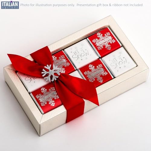 Italian Options Snowflake Merry Christmas Chocolate Neapolitans Red and Silver (25 Chocolates)