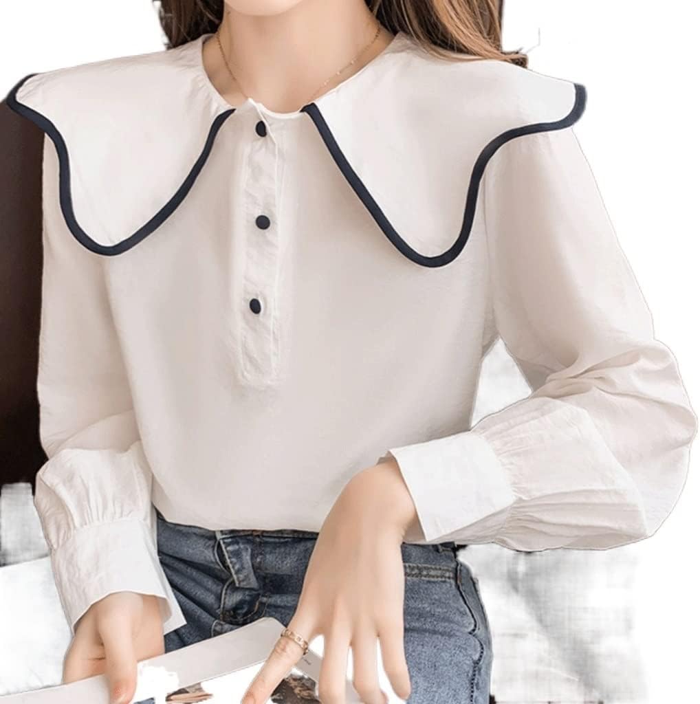 Early Spring Fashion Models Doll Collar Temperament White Shirt Ladies Design Sense Loose Chic Bubble Long Sleeve