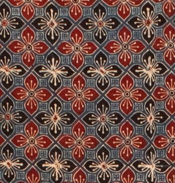 Image of Ethnics of Kutch Womenss Ajrakh Modal Silk Natural Dye Hand Block Print Saree with Blouse Piece - 5.5 Mtr Length