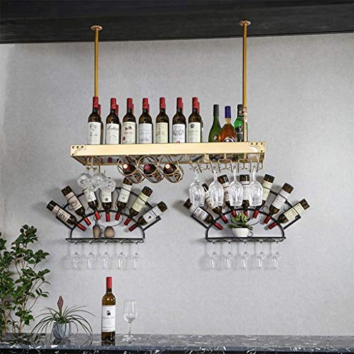 Casiers à vin de plafond MiroDo en fer forgé noir style vintage ajustable - 5