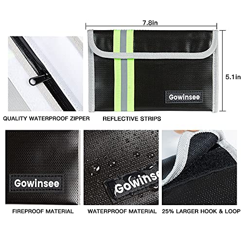 Gowinsee Fireproof Wallet, Pack of 2, Small (5 x 8 inches), Fire & Water Resistant, Cash Protection Bag - Black+White - Image 2