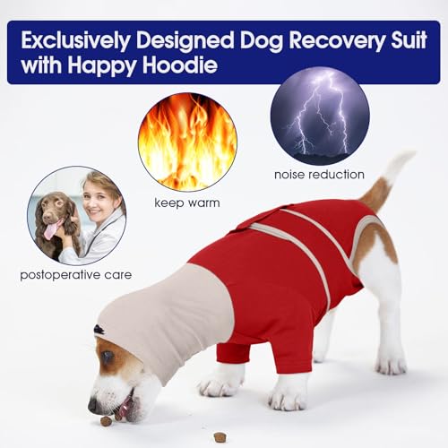 Image of FUAMEY Spay Suit for Female Dog, Neuter Cone Alternatives to Prevent Licking, Pet Surgery Recovery Suit, Turtleneck Onesie for Surgery Male Body Suit for Dogs After Surgery, Shih Tzu (Red, S)