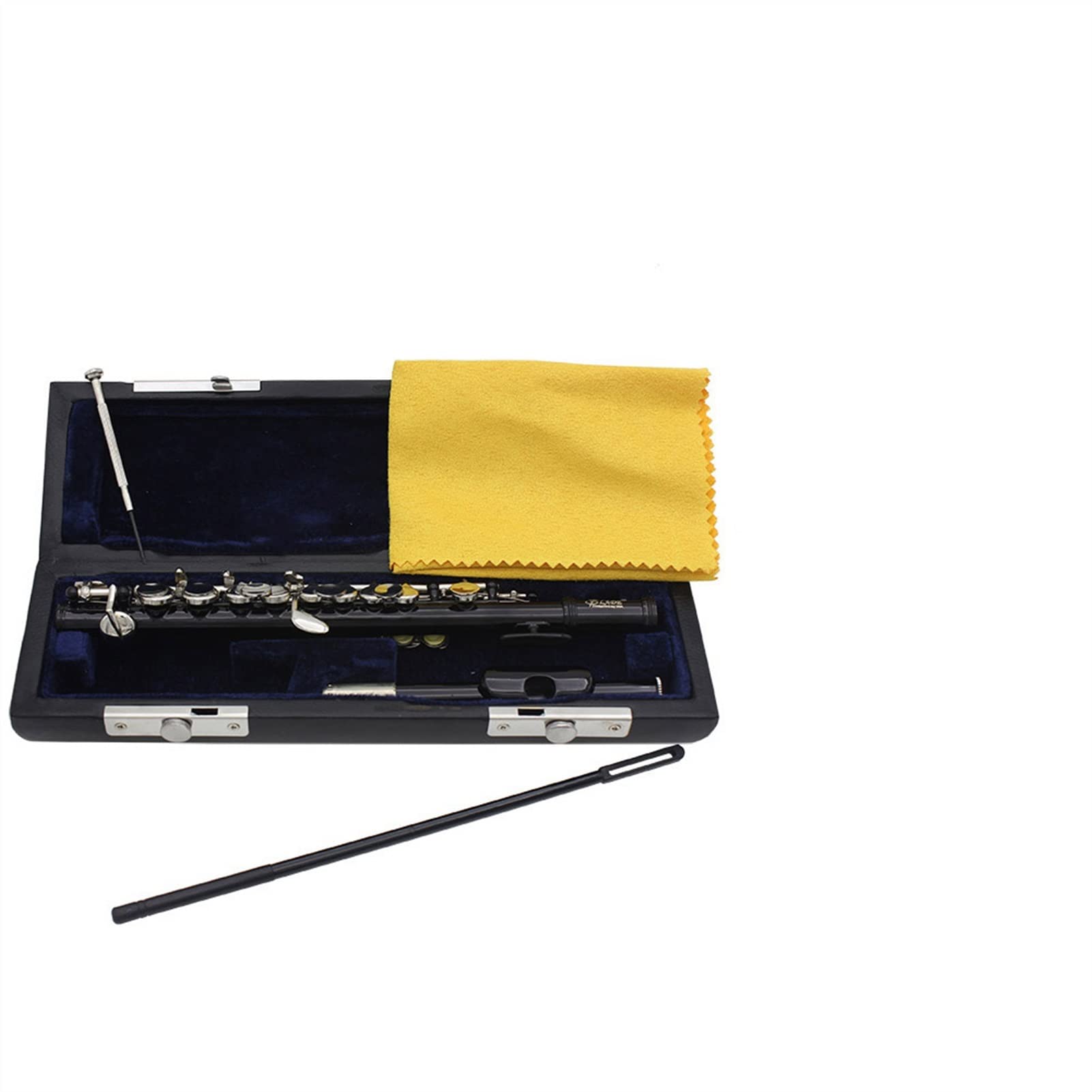 Flûte Traversière enfant Piccolo Demi-taille Flûte Cupronickel Plaqué Argent C Tone Avec E Key Étui En Cuir Accessoires (Color : Black)