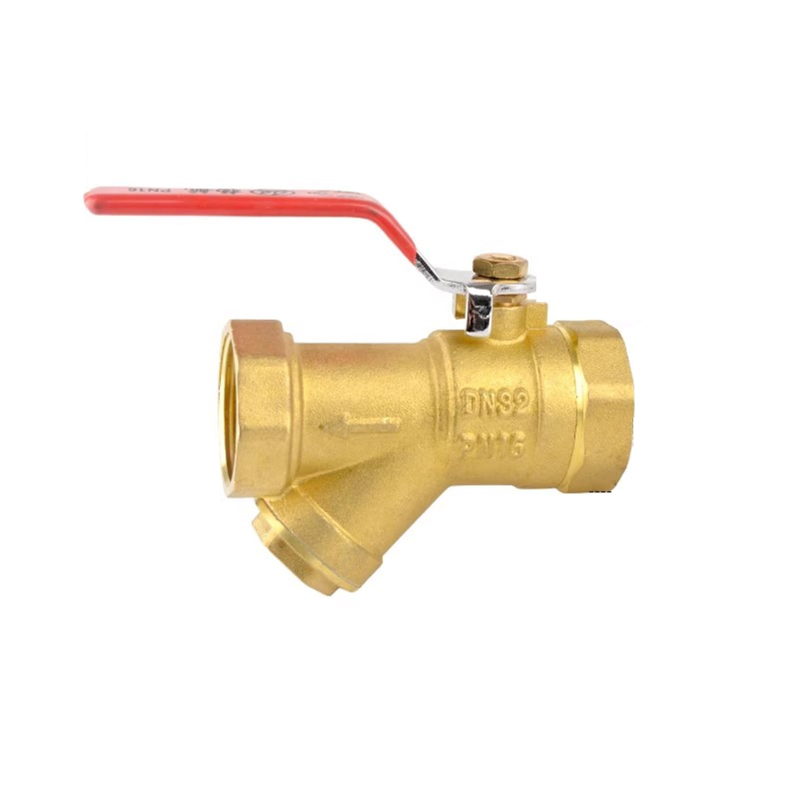 Zagęszczony mosiężny zawór kulowy, filtr Y Podciśnieniowy zawór do oczyszczania wody z kranu do użytku domowego 25 mm, 32 mm, 38 mm, 47 mm, 55 mm, 67 mm Zawór kulowy z filtrem(47mm)
