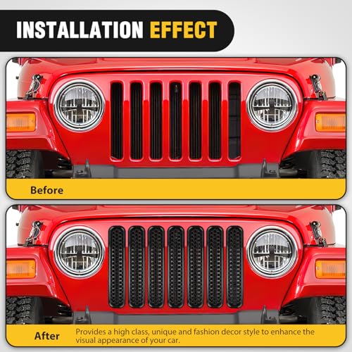 Image of Nilight 7Pcs Front Grille Trims Inserts Cover Guard Fit for 1997 1998 1999 2000 2001 2002 2003 2004 2005 2006 Wrangler TJ & Unlimited