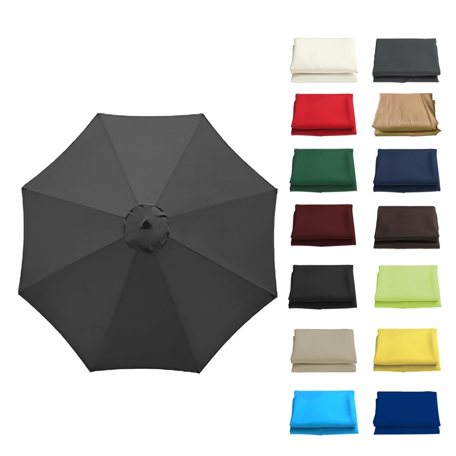 8.9ft/9.9ft(2.7 M/3.0M),6 Arms/8 Arms,Universal Umbrella Replacement Cloth, Garden Parasol Sunshade Cover UV 30+ Canopy Cover for Patio Sun Umbrella Sun Umbrella Replacement Cloth ( Color : Grey , Siz