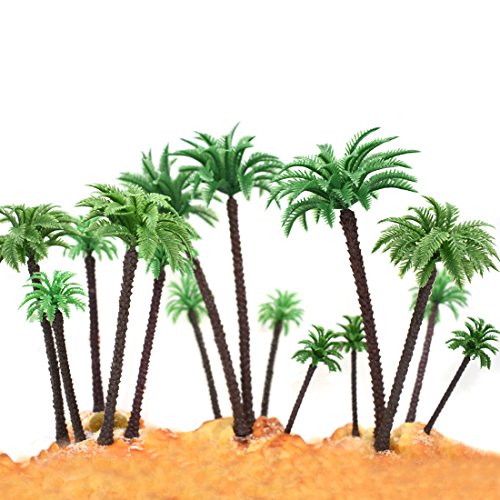HUIANER 15Pcs Model Trees Palm Tree, 2.8" - 6.3" Mixed 5 Size Fake