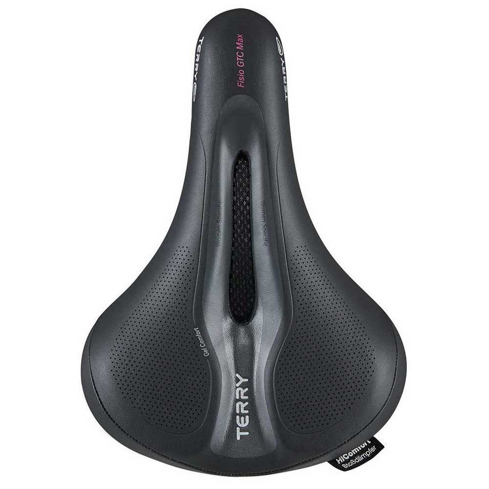 Selle Terry Fisio GTC Gel – Largeur 12-15 Cm, Armature Acier FeC, Microfibre DuraLux – Confort Femme, Position Droite, Longues Randonnées