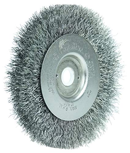 Image of Weiler 00114 4 inch Narrow Face Crimped Wire Wheel, .008 inch Steel Fill, 1 /2 inch-3 /8 inch Arbor Hole, Made in the USA (Pack of 2)