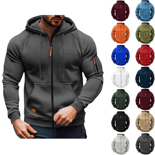 Tactical Hoodies For Men Fall 2025 Dashing Hooded Sweatshirt Casual Workout Athletic Outfits with Pockets Plus Size