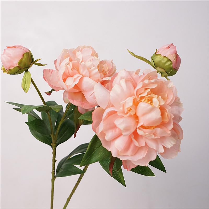 Artificial Peony 4PCS Vintage Silk Flowers Fake Peonies with Stems for Wedding Decoration Bridal Bouquet Arrangement (deep Pink) - Image 3
