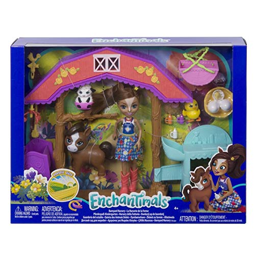Enchantimals GJX23 Barnyard Nursery PLAYSET with HAYDIE Horse Doll & Trotter, Multi