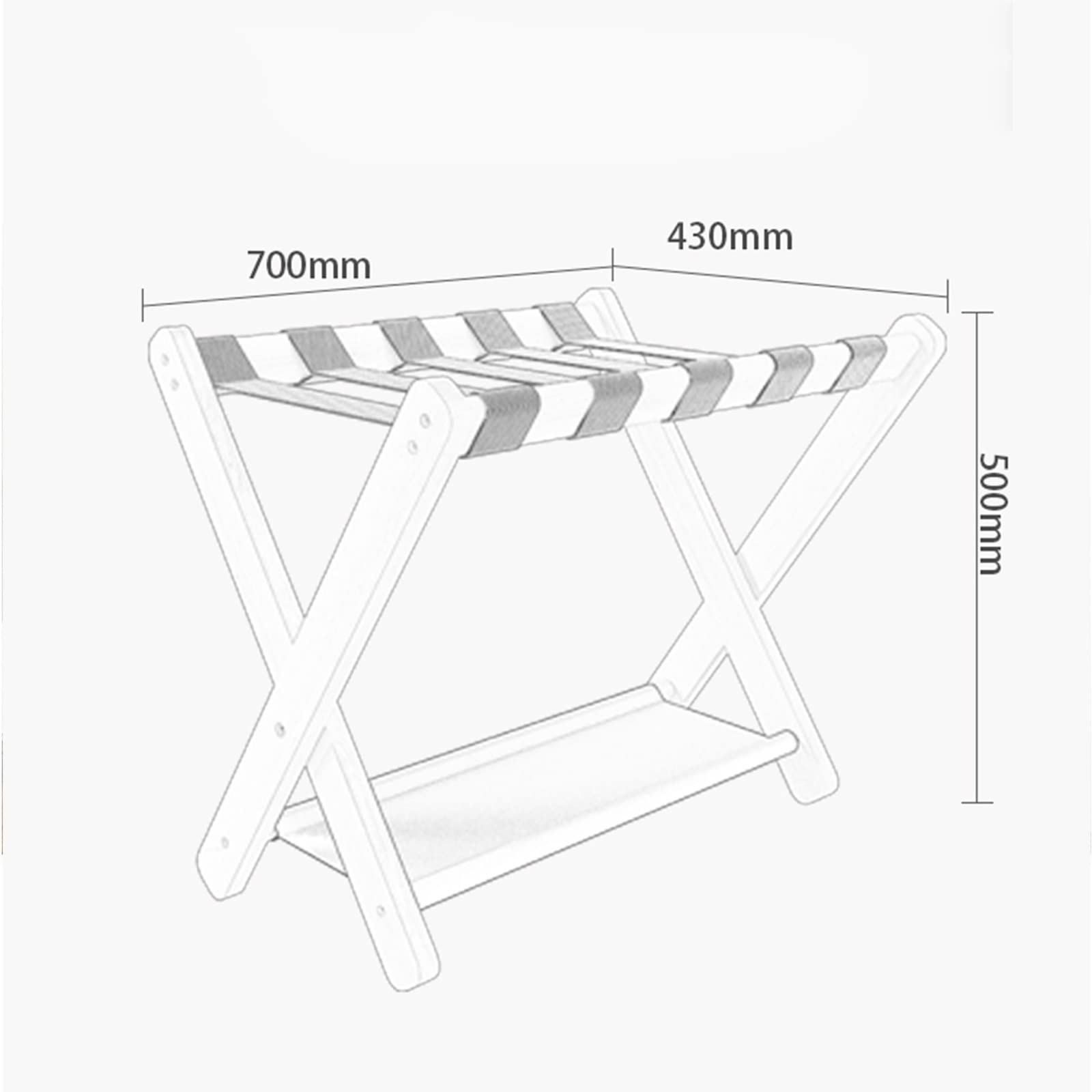 Portavaligie in Legno Massello - Reggivaligie Pieghevole Portatile per Hotel, Portavassoi da Comodino A 2 Livelli per Camera da Letto, Facile da Montare (Confezione da 2) (Color : White)