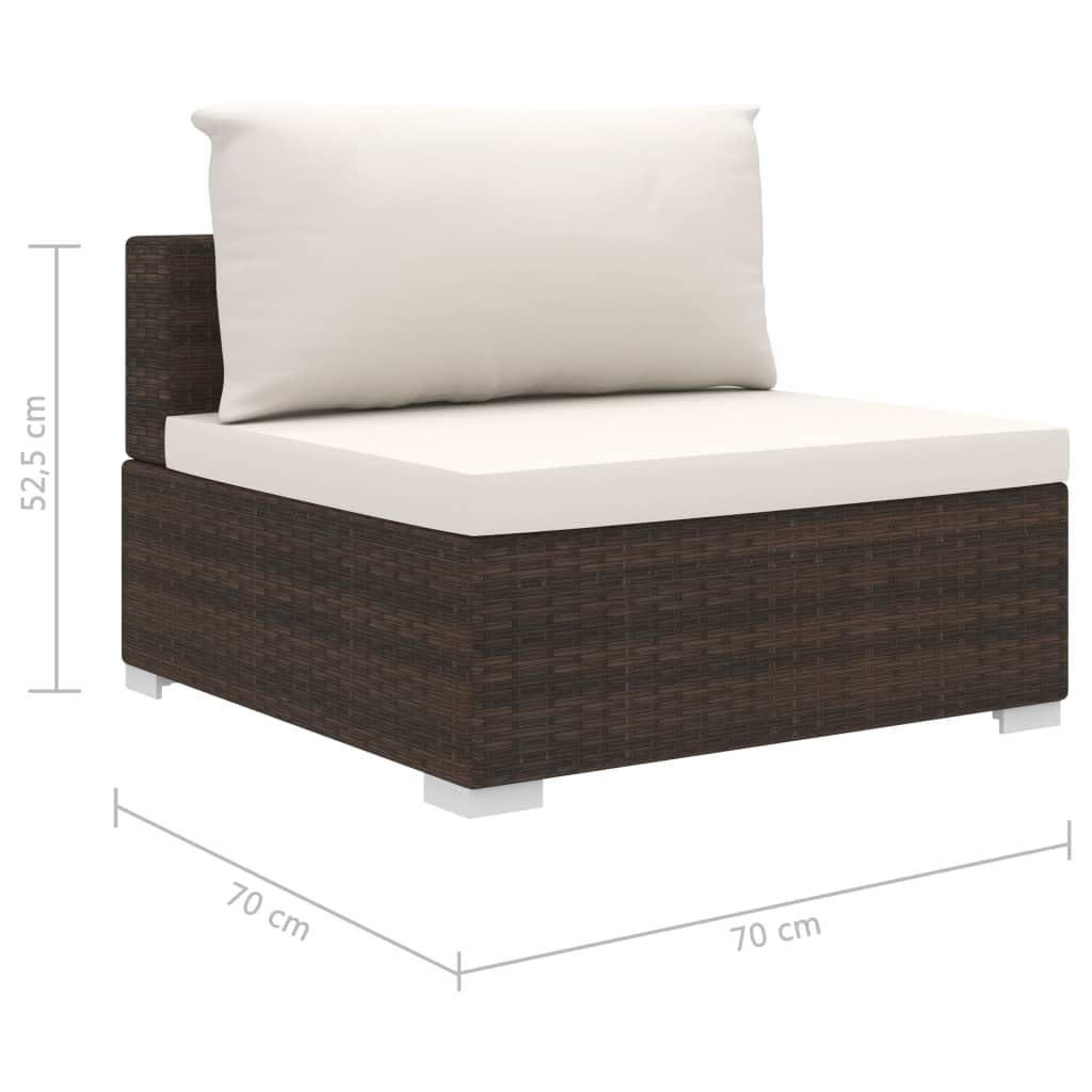 vidaXL Set Divani da Giardino 4 pz con Cuscini in Polyrattan Marrone