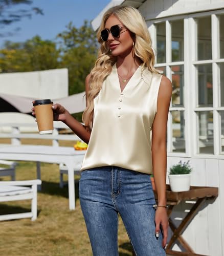 Womens Silk Satin Dressy Tank Tops  - image 8