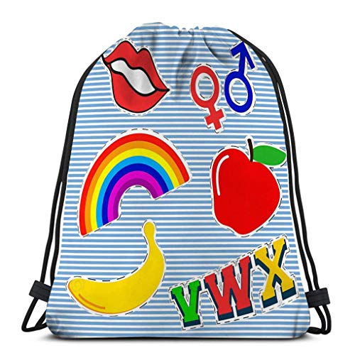 Lsjuee: Mochila con cordón para hombre y mujer  senderismo  peso ligero  parche  insignia