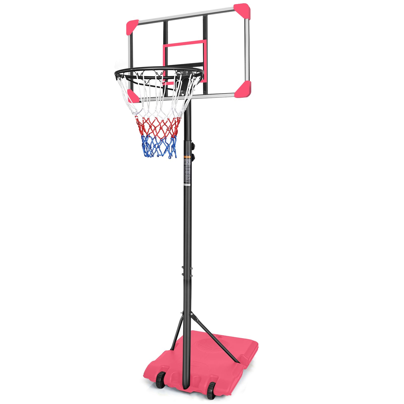 Portable Basketball Goal System with Stable Base and Wheels, use for Indoor Outdoor Teenagers Youth Height Adjustable 5.6 to 7ft Basketball Hoop 28 Inch Backboard