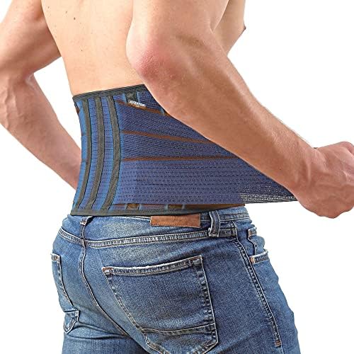 AVESTON Back Support Lower Back Brace for Back Pain Relief - Thin Breathable Rigid 6 ribs Adjustable Lumbar Support Belt Men/Women Keeps Your Spine Straight, Surgery, Fracture - Medium 32-37" Belly