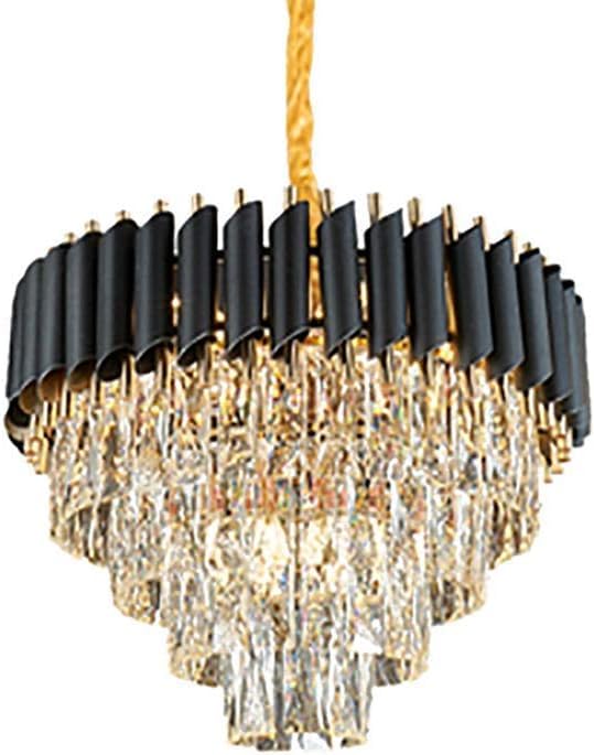 Chandelier en cristal moderne en métal noir luxe pour sublimer votre plafond de salon