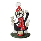 talvel inkl. 1 Teelicht, cremeweiß Unbekannt Kerzenhalter Katze & 3 Mäuse sitzend inkl. 1 Teelicht Teelichthalter Holzdeko Kerzenständer Weihnachtsdeko