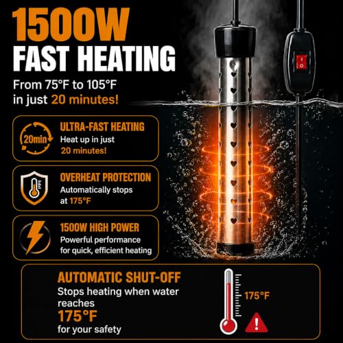 Ducha portátil con calefactor para camping, calentamiento rápido de alta potencia 1500W miniatura 4