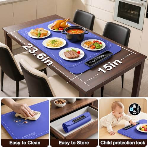 Warming Mat for Food, Electric Warming Tray for Dishes, Portable Heating Pad with 6 Hours Shut-Off, Silicone Food Warmer for Buffet, Party and Countertop with 4 Temperature Levels and Smart Timer by PUFLAT - Image 5
