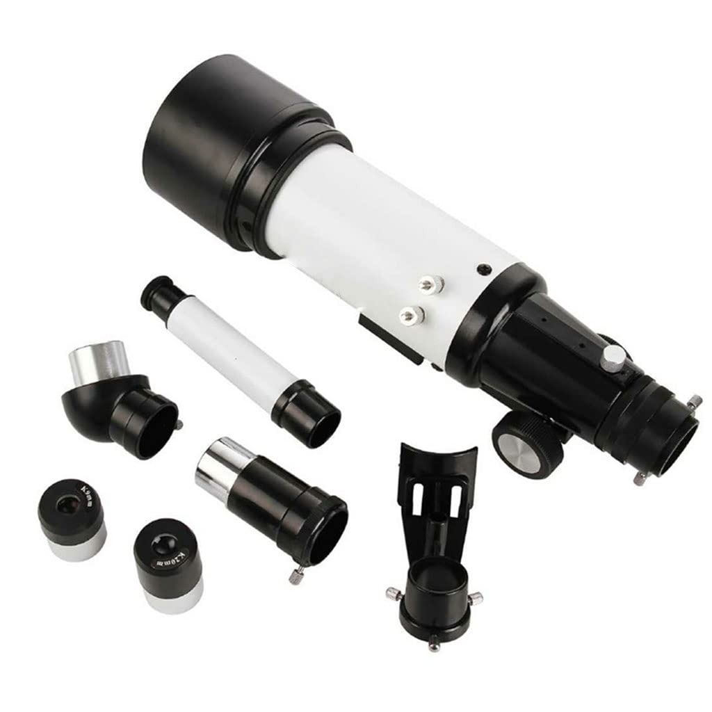Telescopio astronómico para adultos y niños, telescopios astronómicos para principiantes con trípode refractario y bolsa portátil (blanco, estándar blanco con soporte para teléfono)