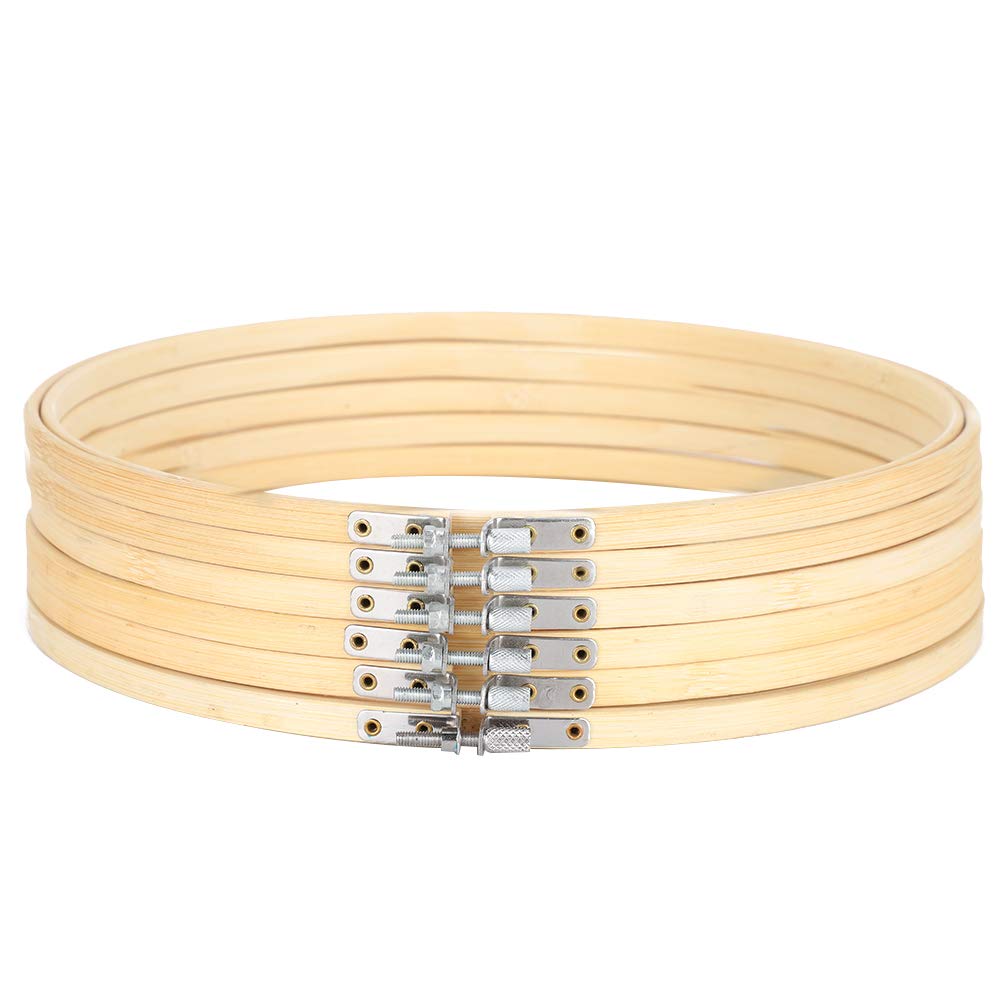 Aros de bordado, marco de punto de cruz ajustable, herramientas de costura con Clip elástico para bordado circular (6 piezas 26cm)