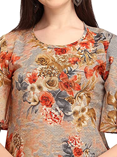 Image of EthnicJunction Women's Crepe Floral Printed Ready to Wear Straight Kurti