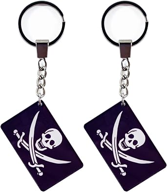 QQSD-2pcs Pirate Flag Keychain, Jack Rackham, 2 x 1.2 x 0.2 inches