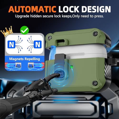 Image of Pohgelan Compatible with AirPods Pro 3 Case (Dark Green) | Magnetic Automatic Lock with Cleaning Kit,Compatible with Magsafe