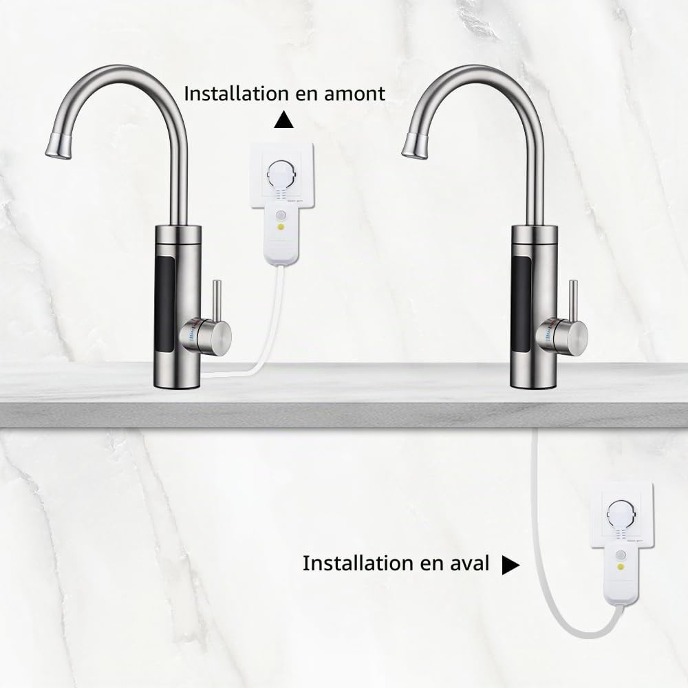 HOMELODY Robinet Électrique avec Chauffe-Eau Instantané 230V – Robinet de Cuisine Chauffant avec Affichage LED, Mitigeur Électrique en Acier Inoxydable